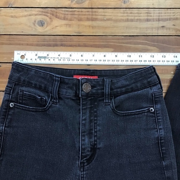 Guess high rise jeans black size 25 high waisted soft lightweight dark Academia - Picture 9 of 14